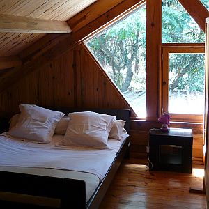 Photo of the bedroom at the top of the Chalet