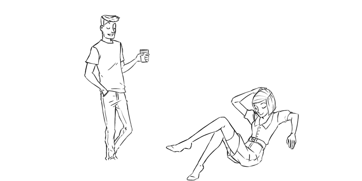 Outline photo of a man and a woman in the room Passion